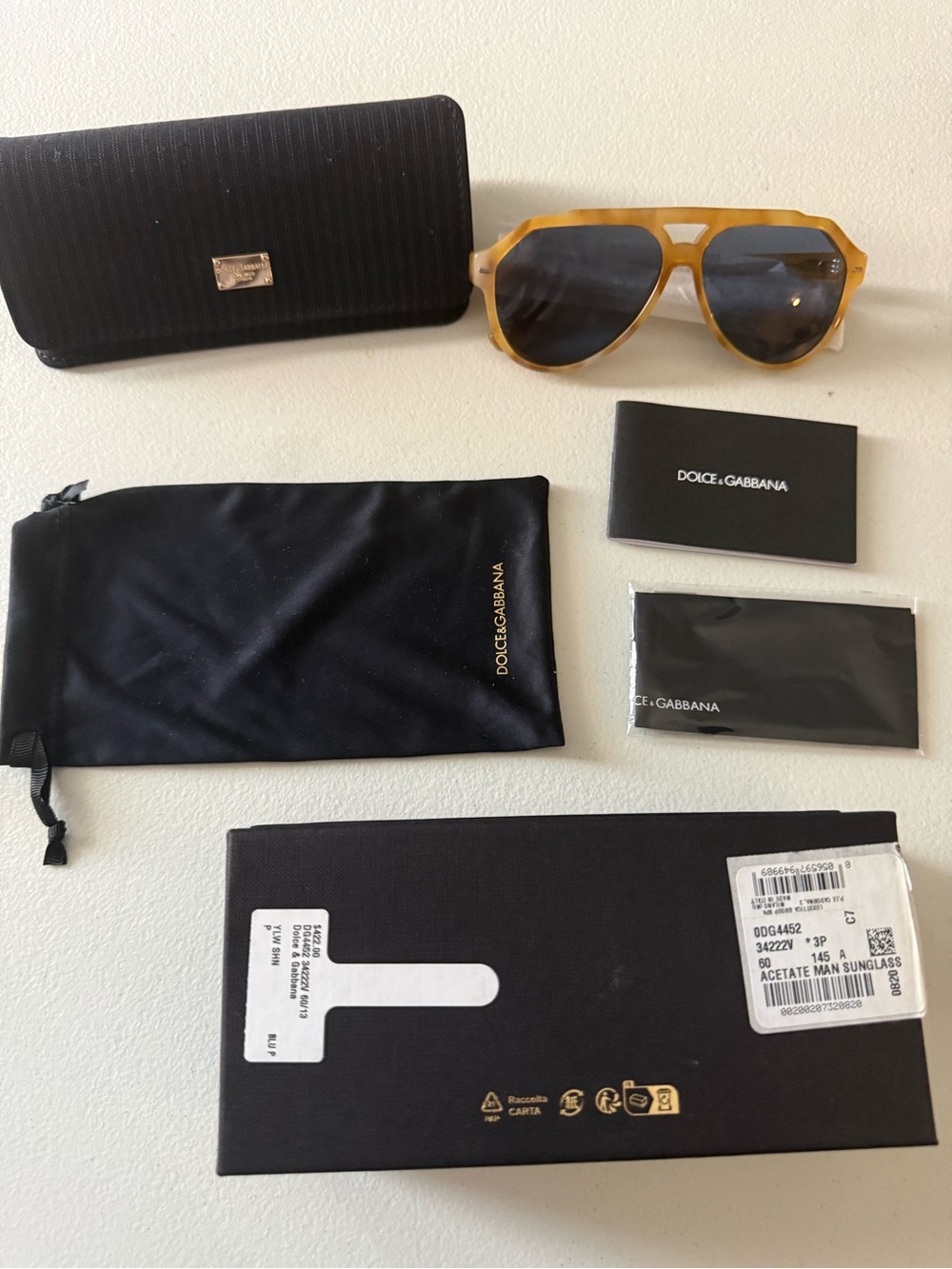 Dolce & Gabbana Amber Tortoiseshell Sunglasses with blue  Lenses (men)